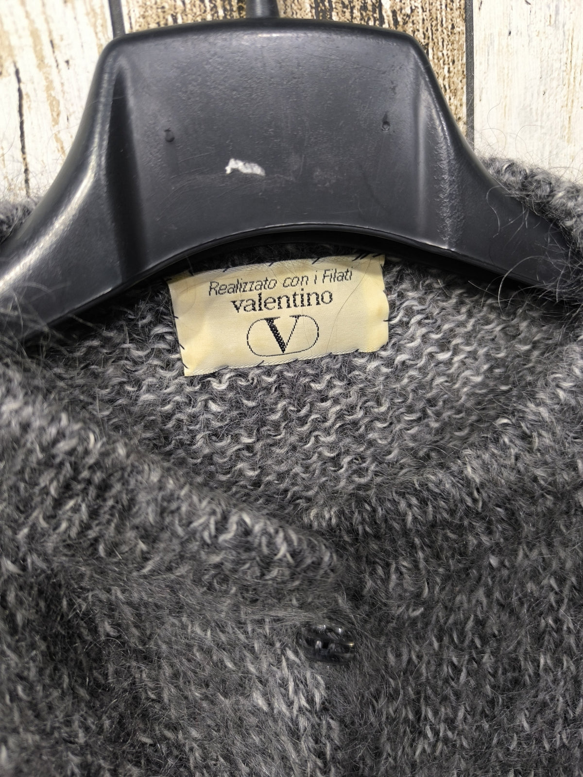 Cardigan Valentino Bande Bianche Grigio Mélange Vintage Y2K (S) — foto 5