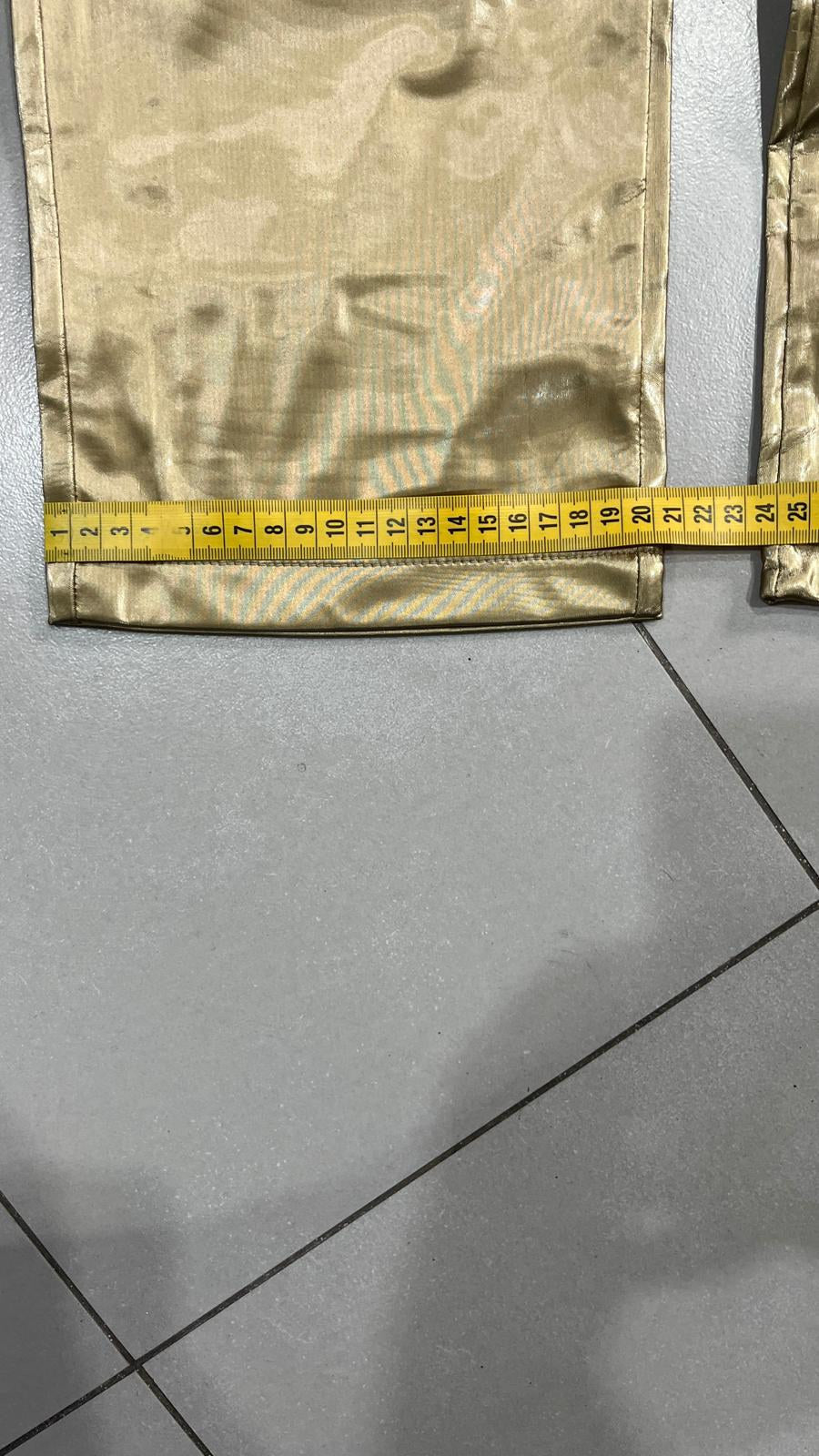 Pantaloni Gamba Dritta Effetto Metallizzato Oro Champagne Vintage Y2K (XS) — foto 7