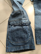 Denim Cargo Washed Low Waist Vintage Y2K baggy Fit 90s 2000s (S)