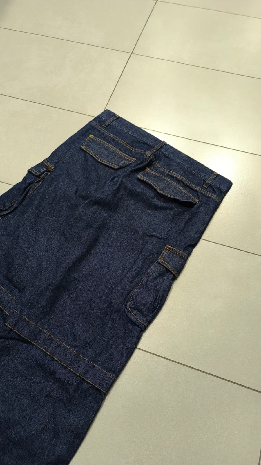 Pantaloni Cargo in Denim Blu Scuro Vintage Y2K (46) — foto 3
