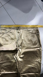 Pantaloni Gamba Dritta Effetto Metallizzato Oro Champagne Vintage Y2K (XS) — foto 6