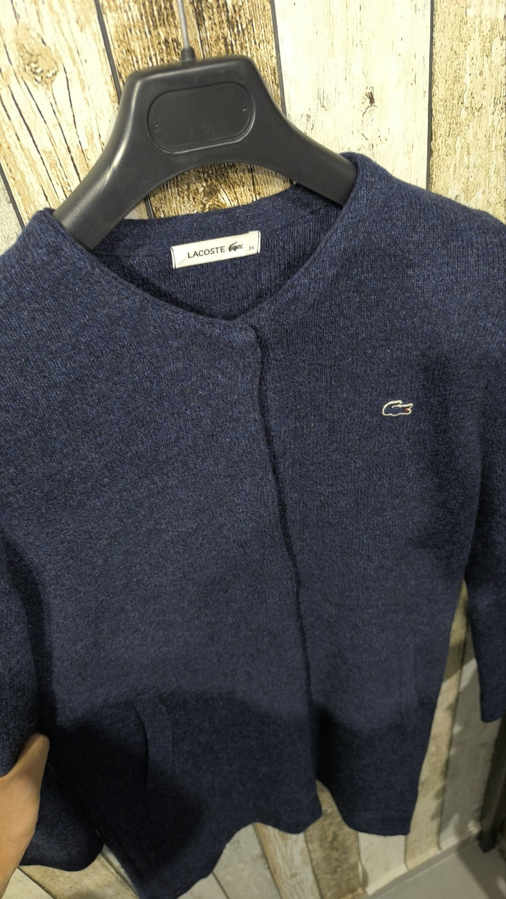 Cappotto Lacoste lungo in maglia blu scuro mélange Vintage Y2K (34) — foto 4