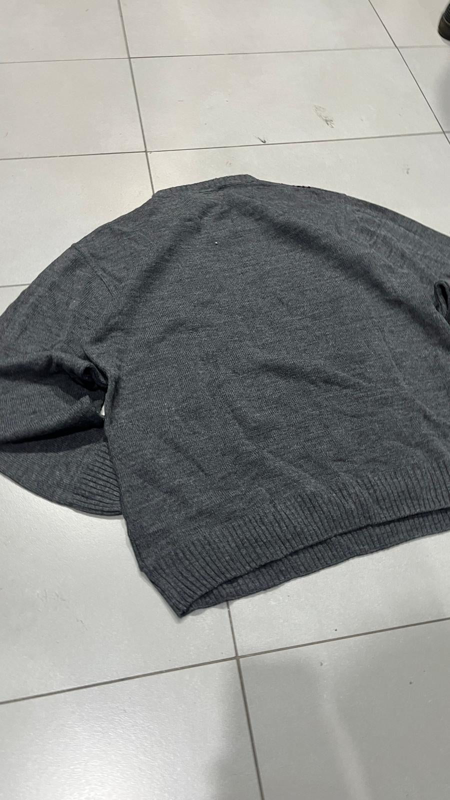 Maglione Girocollo SR Bella Kapellen Grigio Righe Vintage Y2K (XL) — foto 4