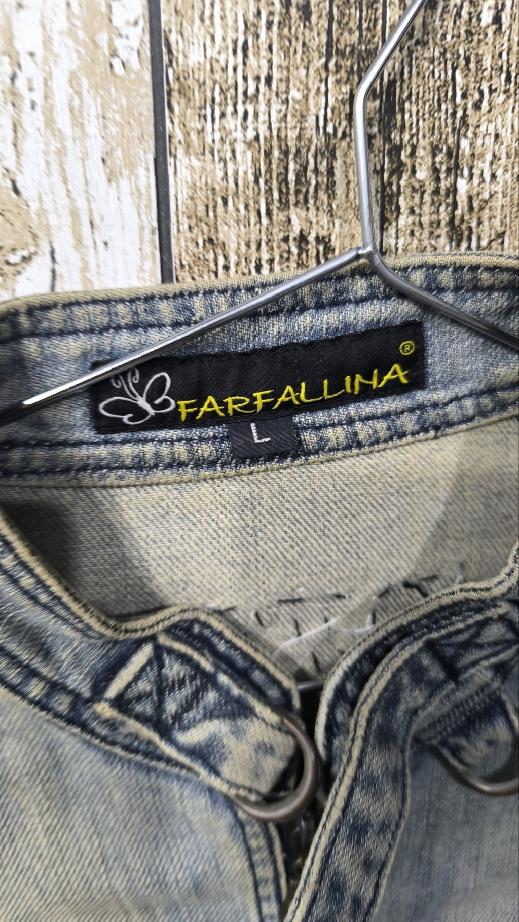 Giacca denim Farfal Lina Ricamo DIVA Blu slavato Vintage Y2K Donna (L) — foto 5