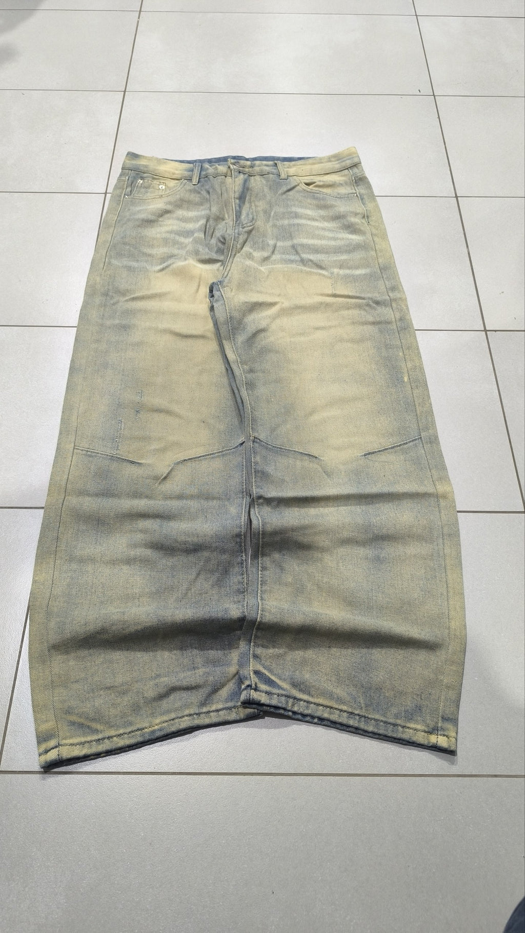 Jeans Gamba ampia Grigio-beige slavato Vintage Y2K (L) — foto 5