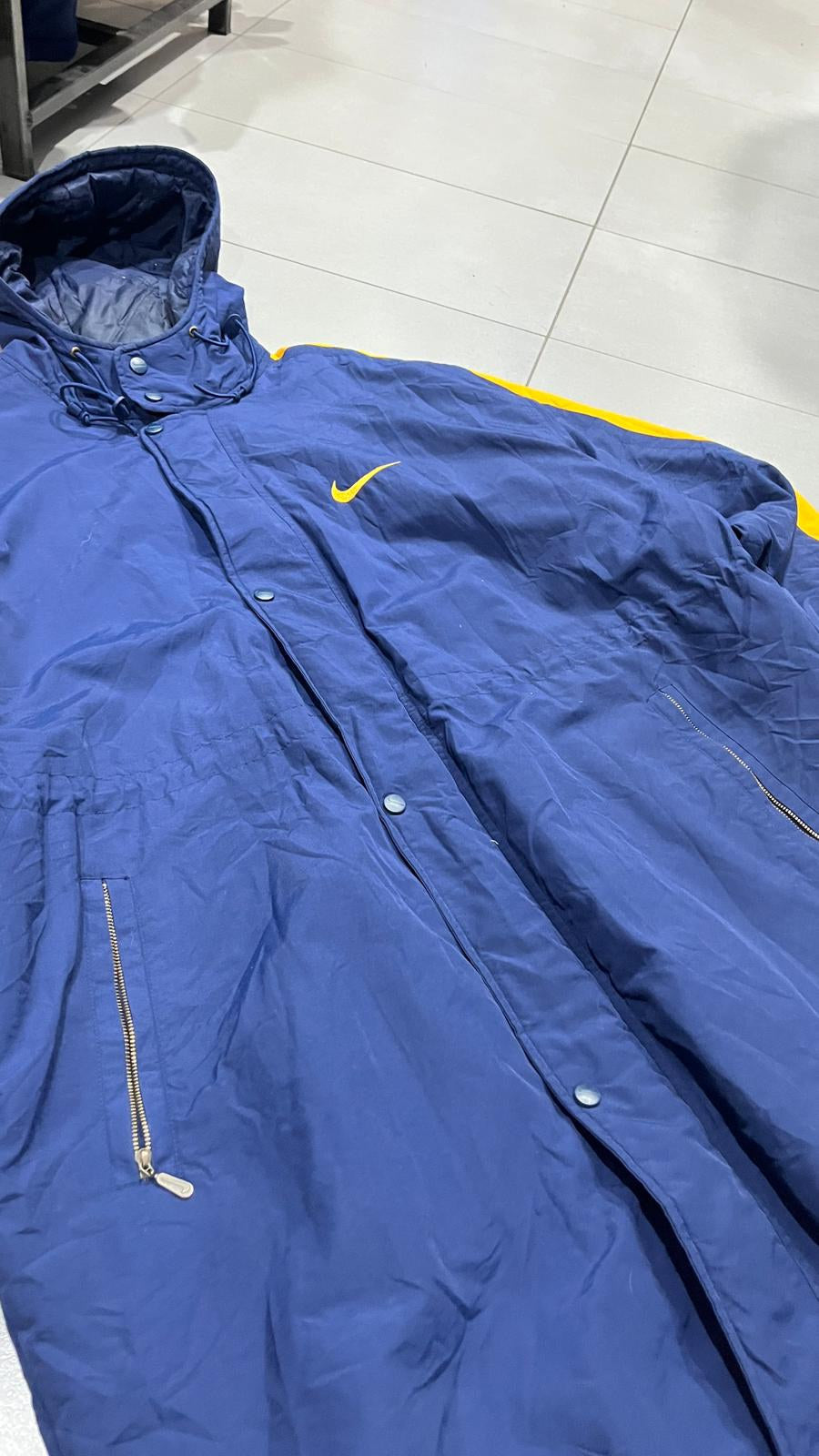 Giacca Sportiva Nike con Cappuccio Blu Navy Giallo Vintage Y2K (XL) — foto 7