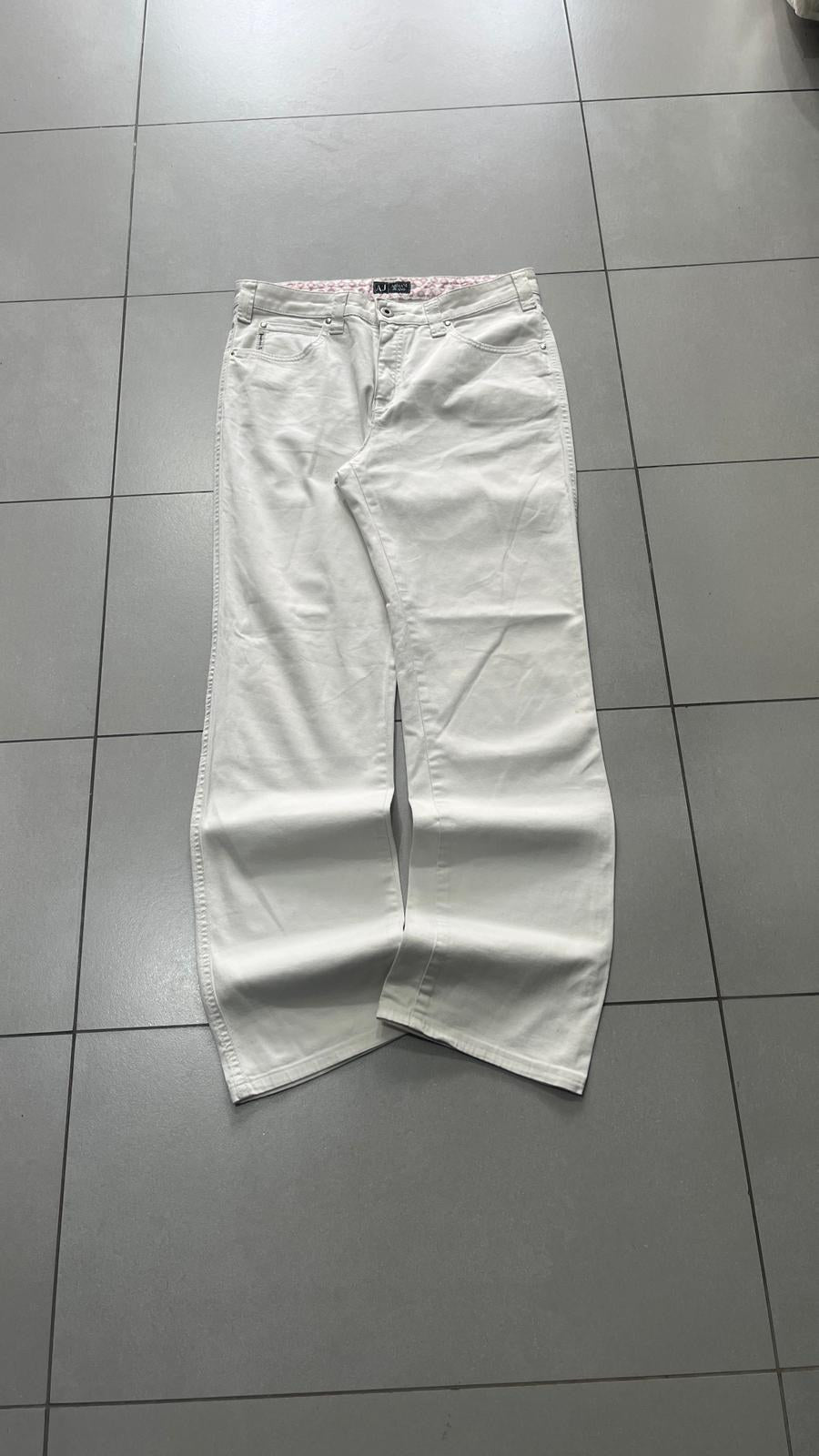 Jeans 5 Tasche Armani Jeans Gamba Dritta Bianco Vintage Y2K (M) — foto 4
