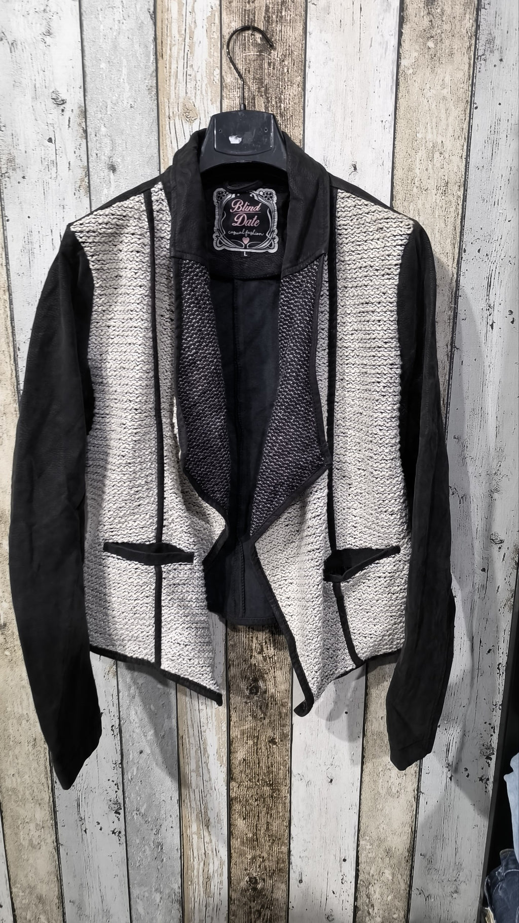 Giacca aperta con revers Blind Date Nero e bianco Vintage Y2K (L) — foto 3