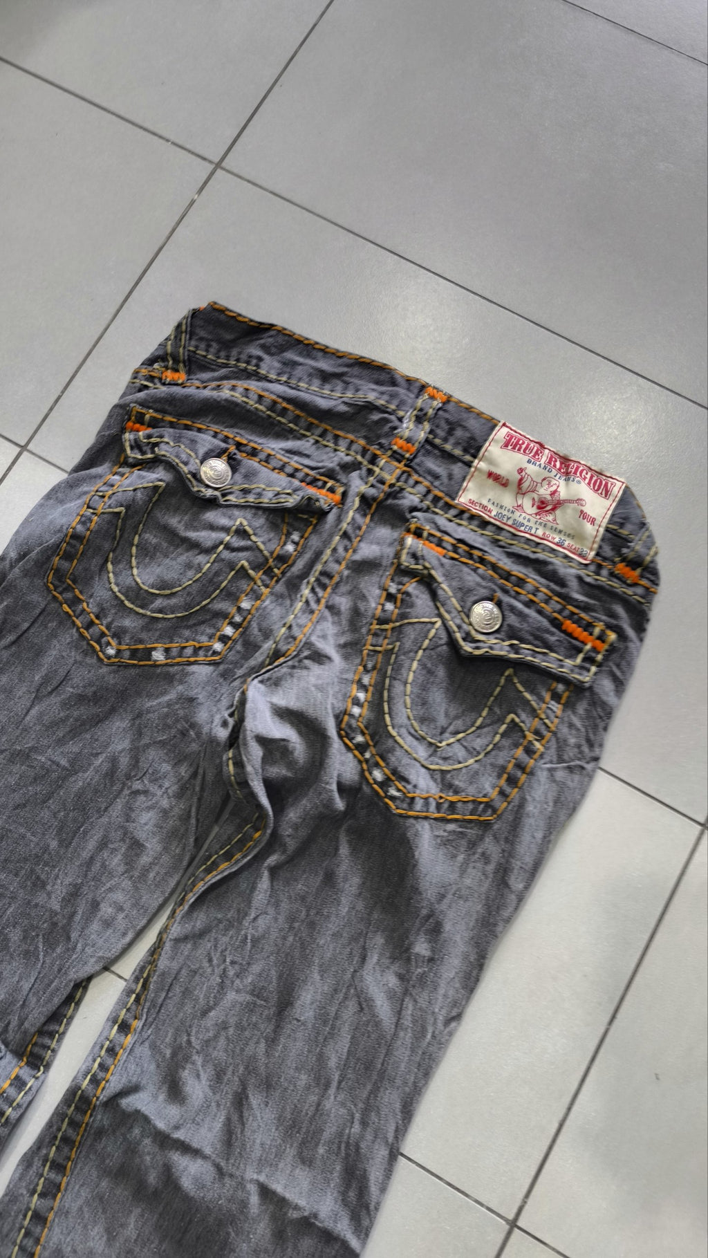 True Religion Jeans Grigio Scuro Cuciture Multicolor Vintage Y2K (L) — foto 5