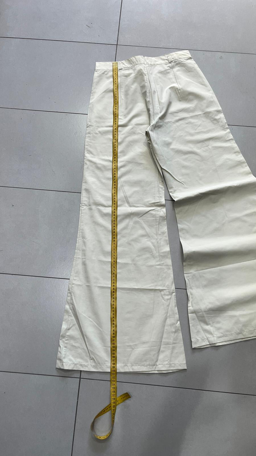 Pantaloni INTERGROUP Gamba Ampia Dritta Avorio Chiaro Vintage Y2K (S) — foto 8
