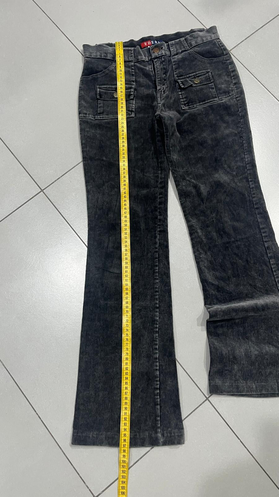 Pantaloni velluto a coste Edera Grigio antracite slavato Vintage Y2K (44) — foto 8