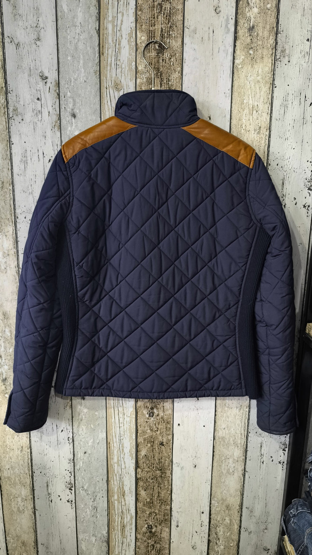 Giacca Imbottita Lauren Ralph Lauren Vintage Y2K Blu Spalle Pelle (S) — foto 5
