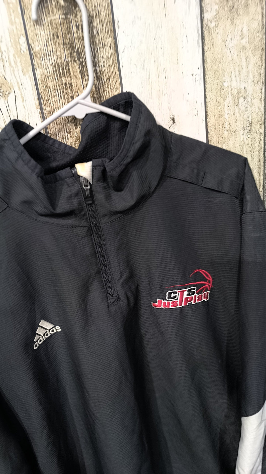Adidas Felpa Sportiva Zip Corta Nero Dettagli Bianchi Vintage Y2K (XL) — foto 3