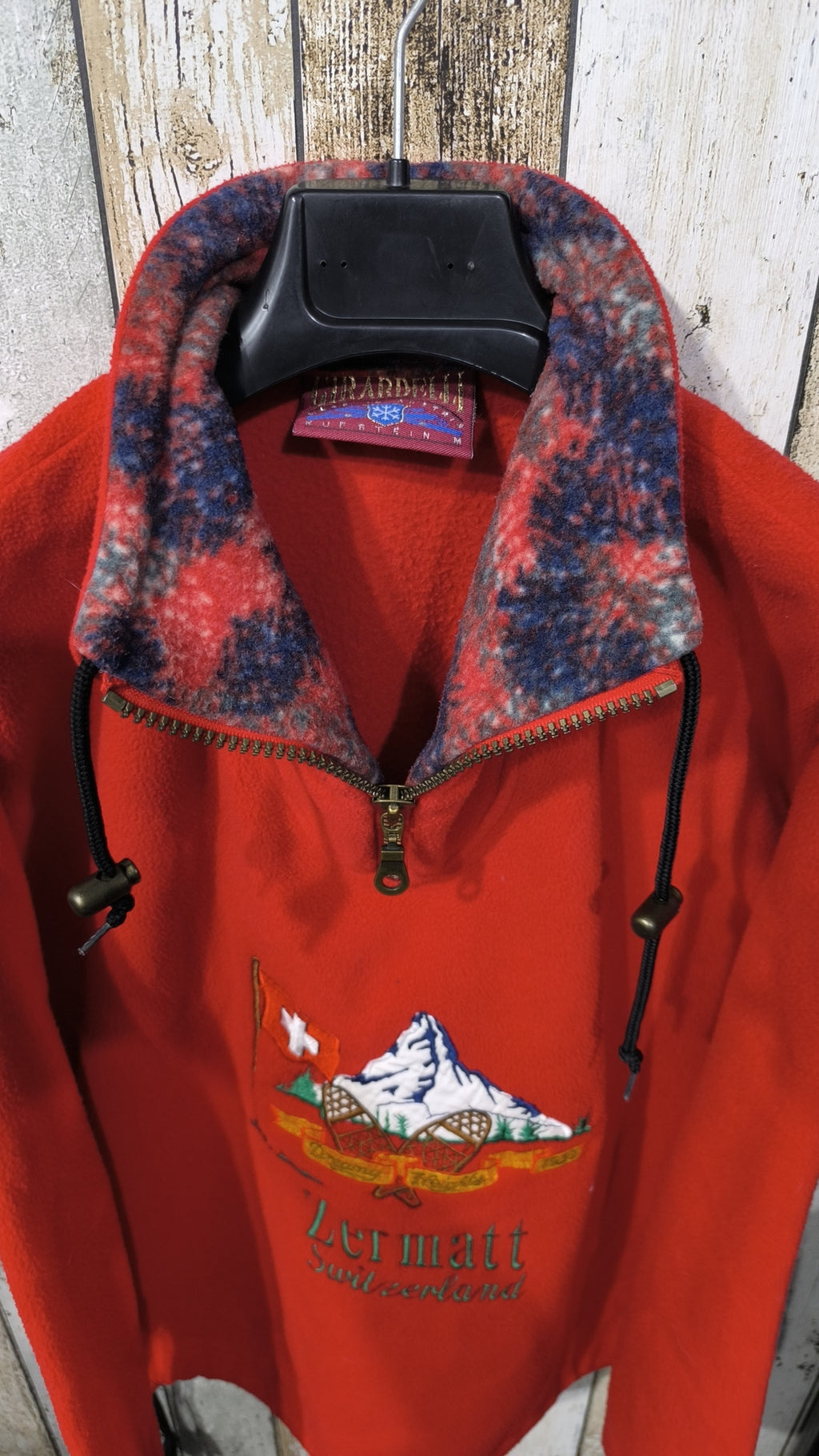 Pile Girardelli Quarter Zip Rosso Ricamo Zermatt Vintage Y2K (M) — foto 4