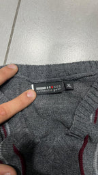 Maglione Girocollo SR Bella Kapellen Grigio Righe Vintage Y2K (XL) — foto 6