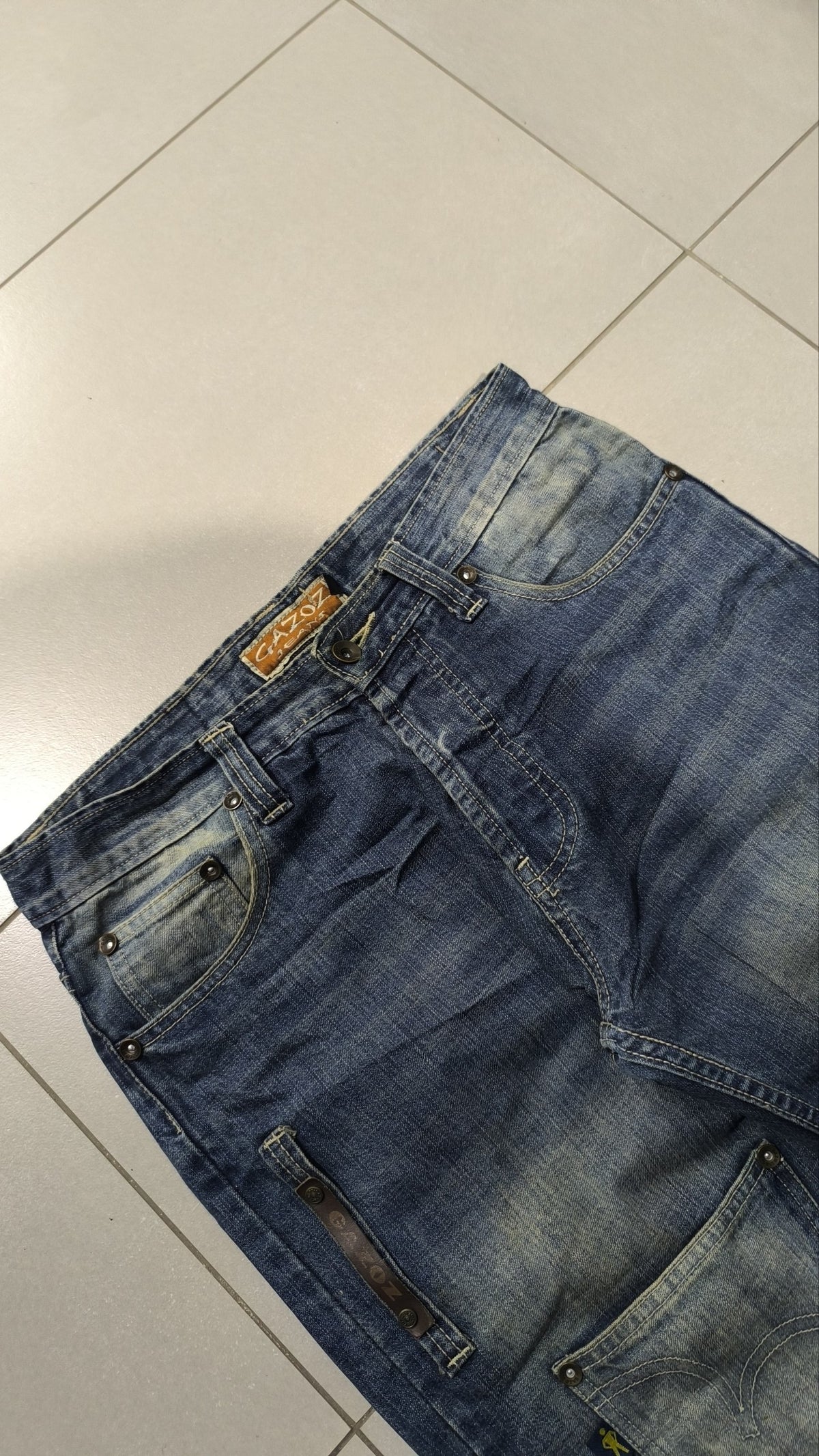 Jeans Baggy in Denim Gazoz Blu Lavaggio Chiaro Vintage Y2K Uomo (M) — foto 6