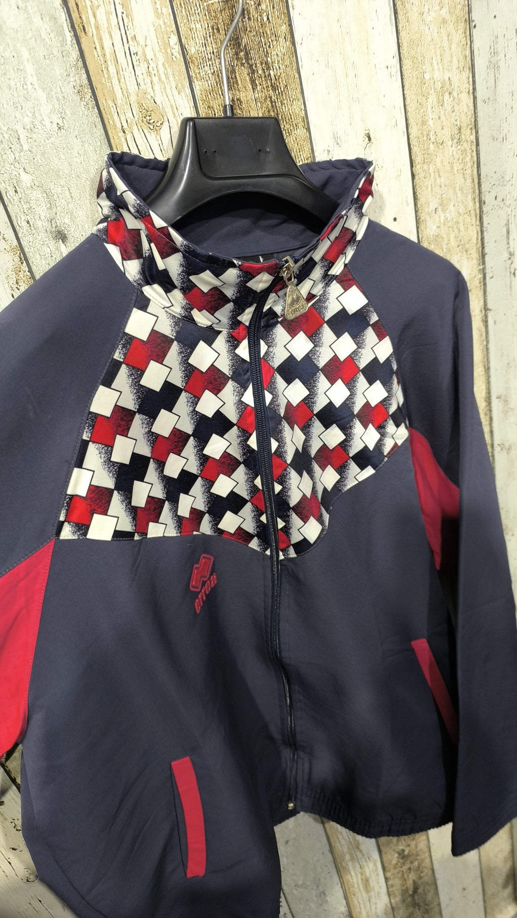 Track Jacket Collo Alto Errea Blu Navy Rosso Bianco Vintage Y2K (L) — foto 5