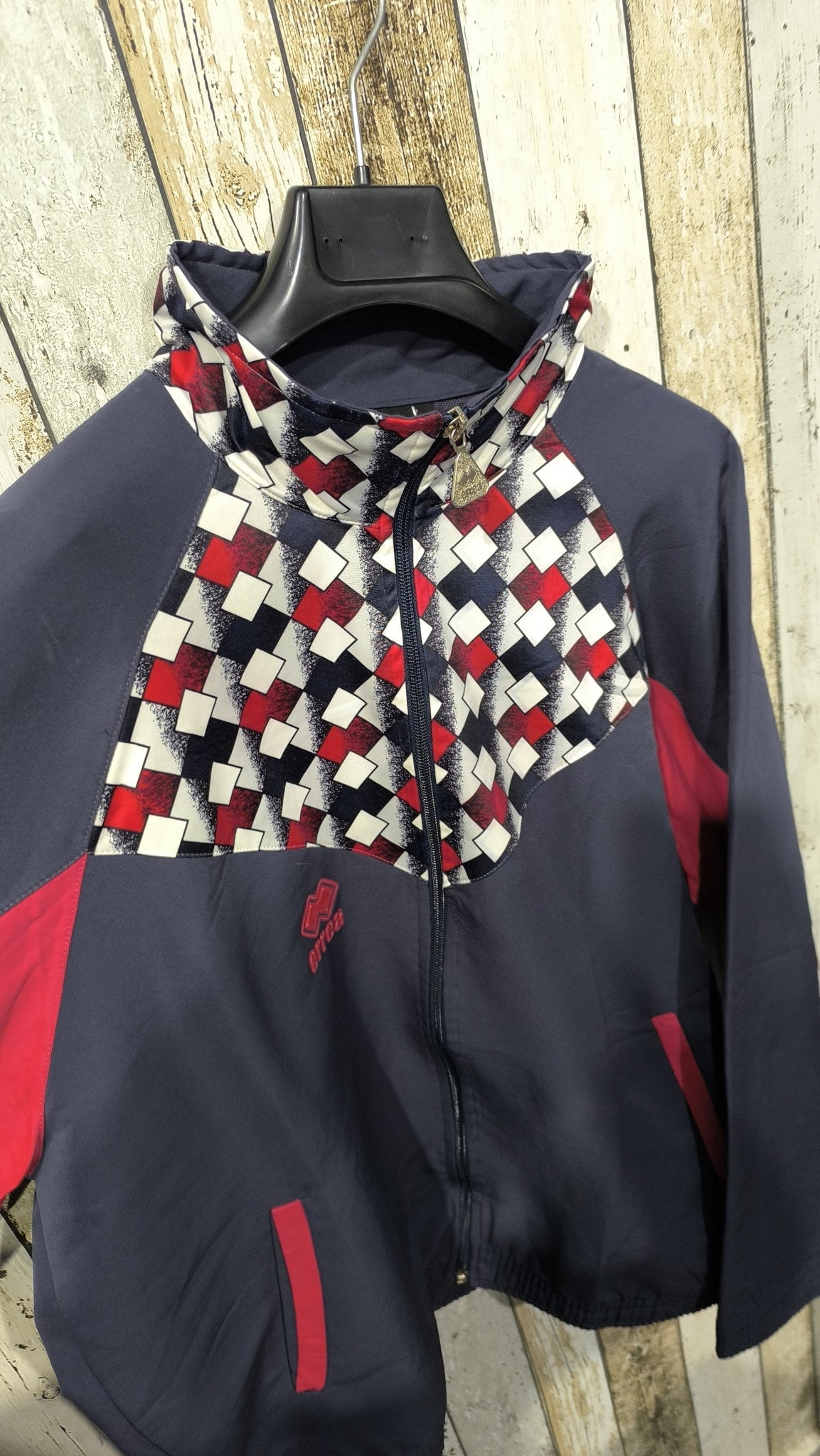 Track Jacket Collo Alto Errea Blu Navy Rosso Bianco Vintage Y2K (L) — foto 5