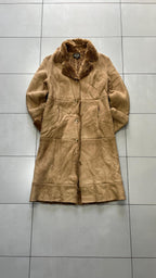 Cappotto lungo effetto montone Effetto suede Camel Beige Vintage Y2K (S) — foto 3