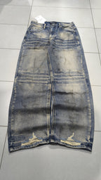 Jeans Leox Gamba Ampia Blu Denim Slavato Vintage Y2K (30) — foto 6
