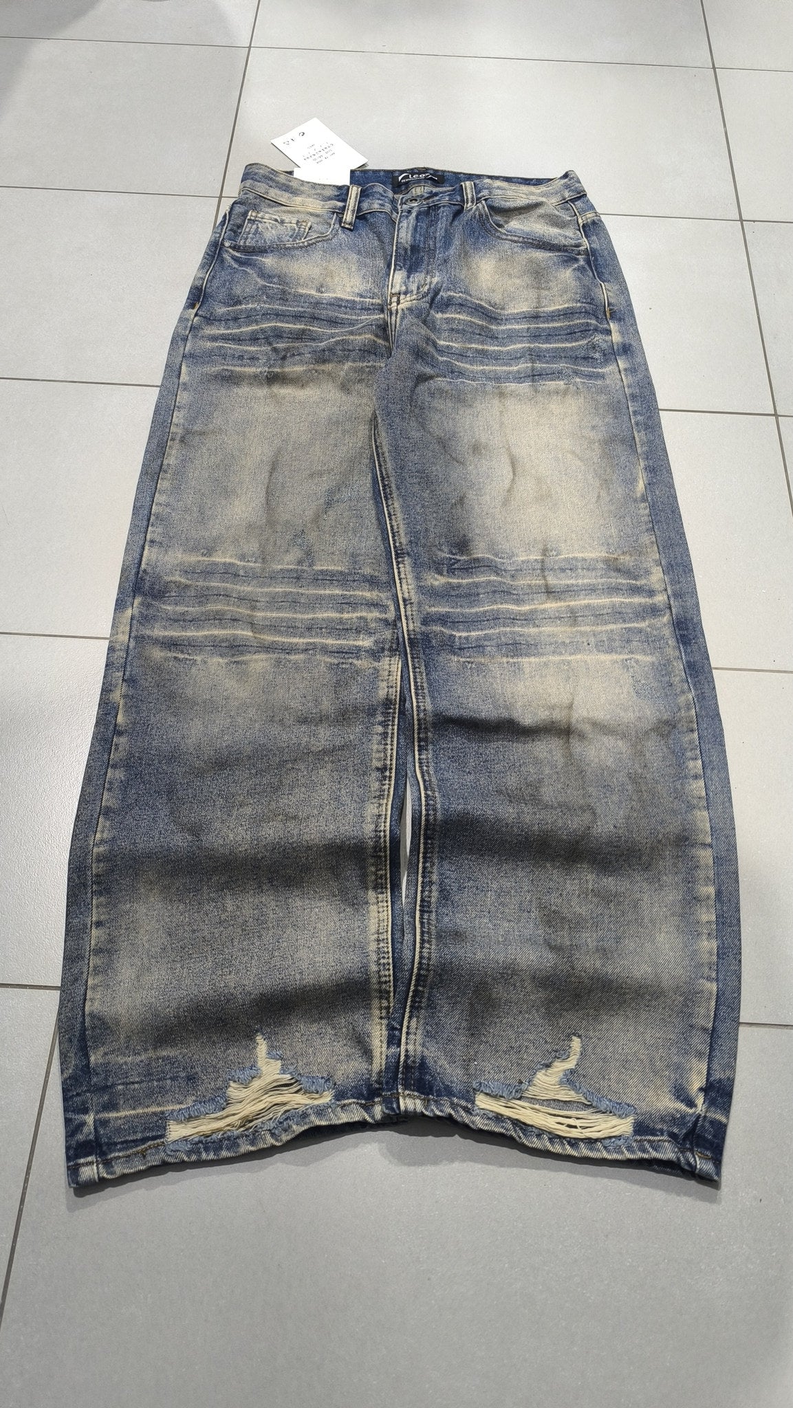 Jeans Leox Gamba Ampia Blu Denim Slavato Vintage Y2K (30) — foto 6