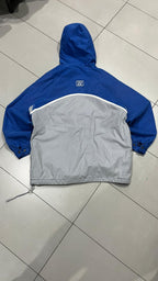 Giacca a vento Billabong Cappuccio Zip Blu Royal Inserti Grigi Bianchi Vintage Y2K (L) — foto 4