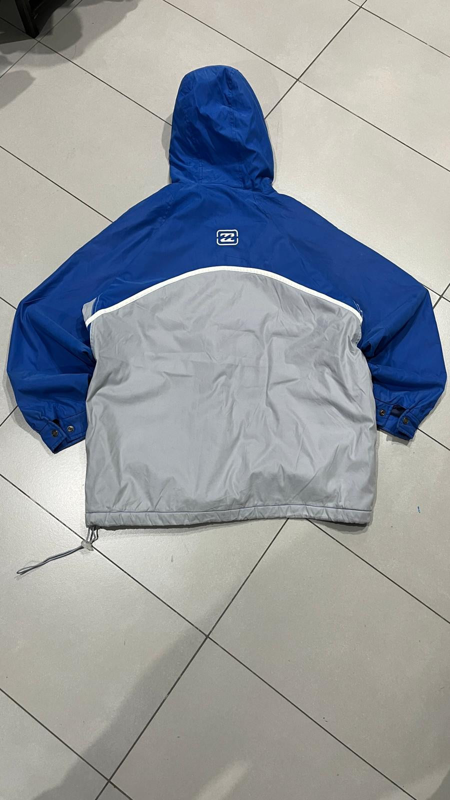 Giacca a vento Billabong Cappuccio Zip Blu Royal Inserti Grigi Bianchi Vintage Y2K (L) — foto 4