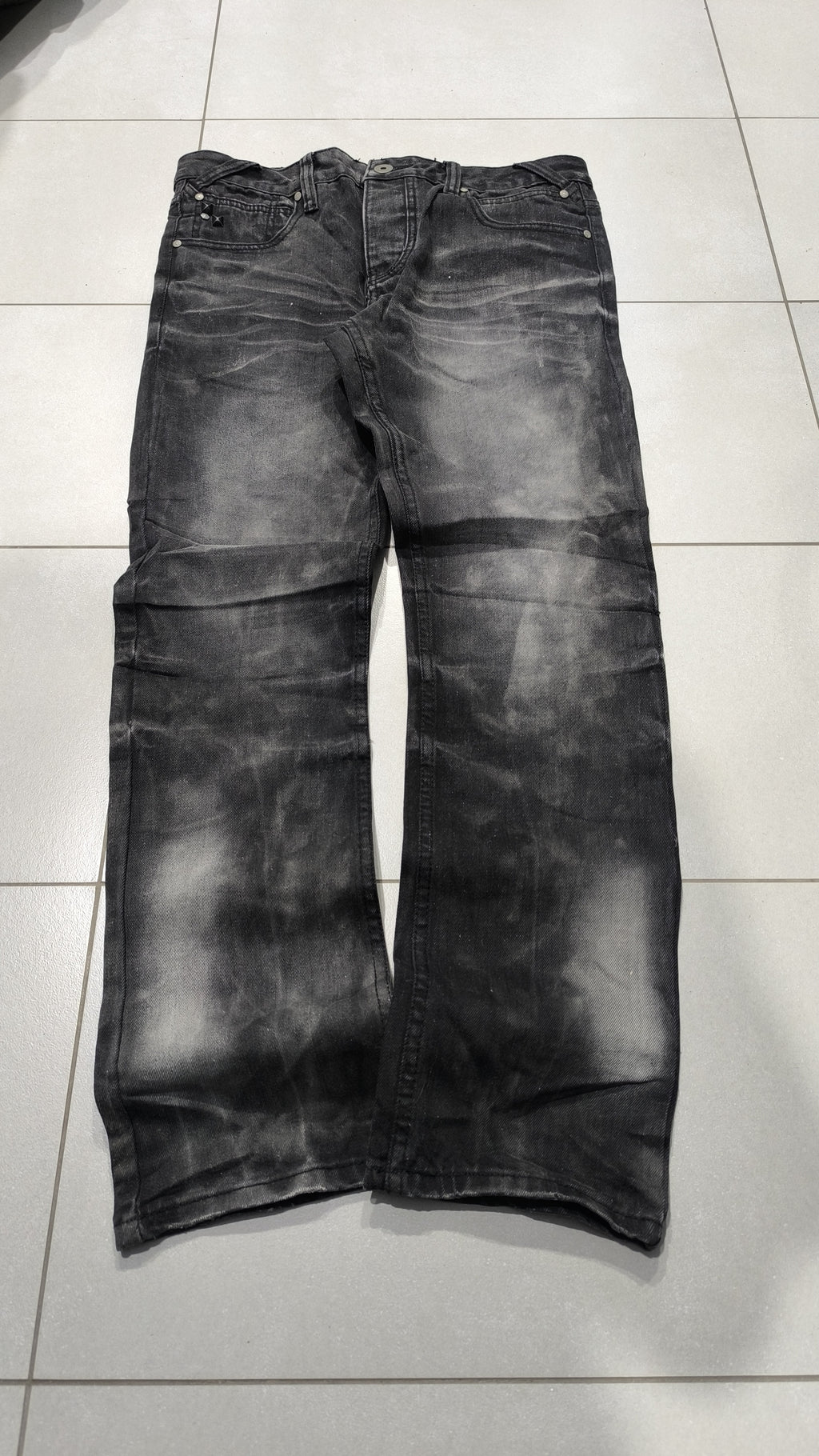Jeans Southwave Denim gamba ampia Nero slavato Vintage Y2K Uomo (L) — foto 5