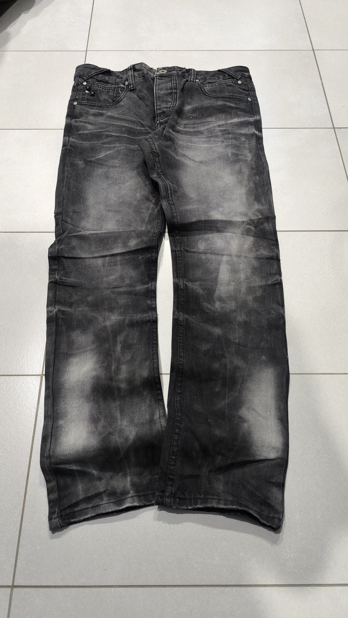 Jeans Southwave Denim gamba ampia Nero slavato Vintage Y2K Uomo (L) — foto 5