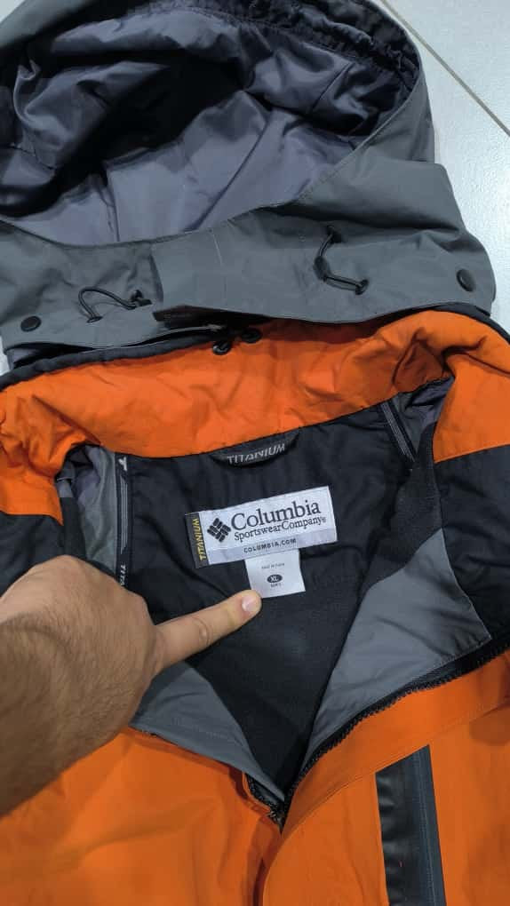 Giacca tecnica Columbia Titanium con cappuccio Arancione Grigio Bianco Vintage Y2K (XL) — foto 5