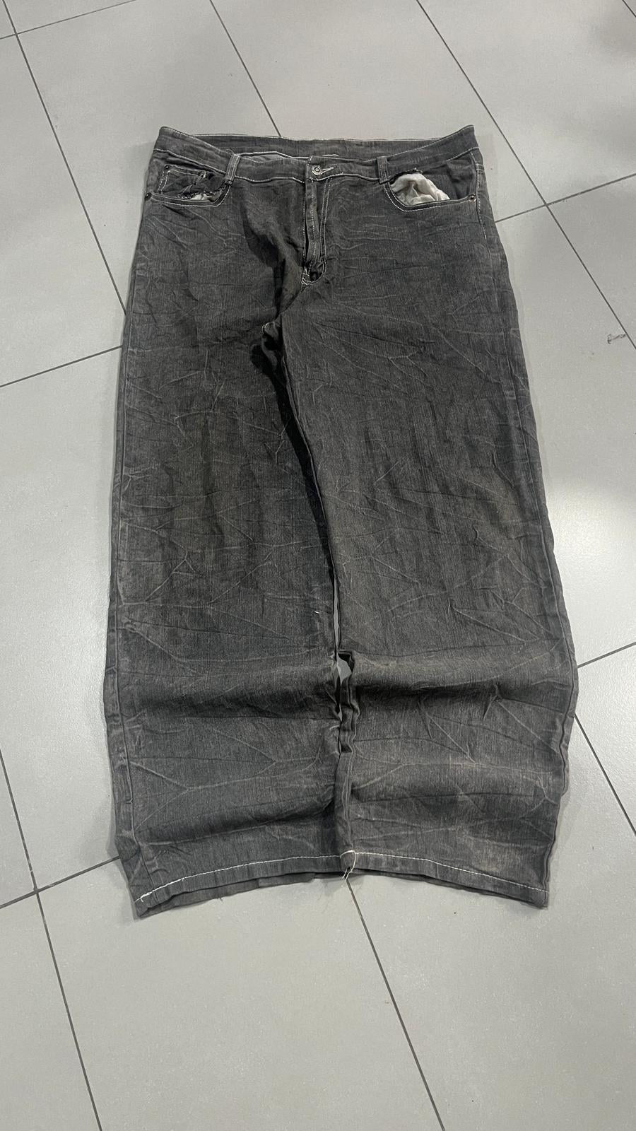 Jeans Grigio Scuro Ricamo Drago Vintage Y2K (41) — foto 4