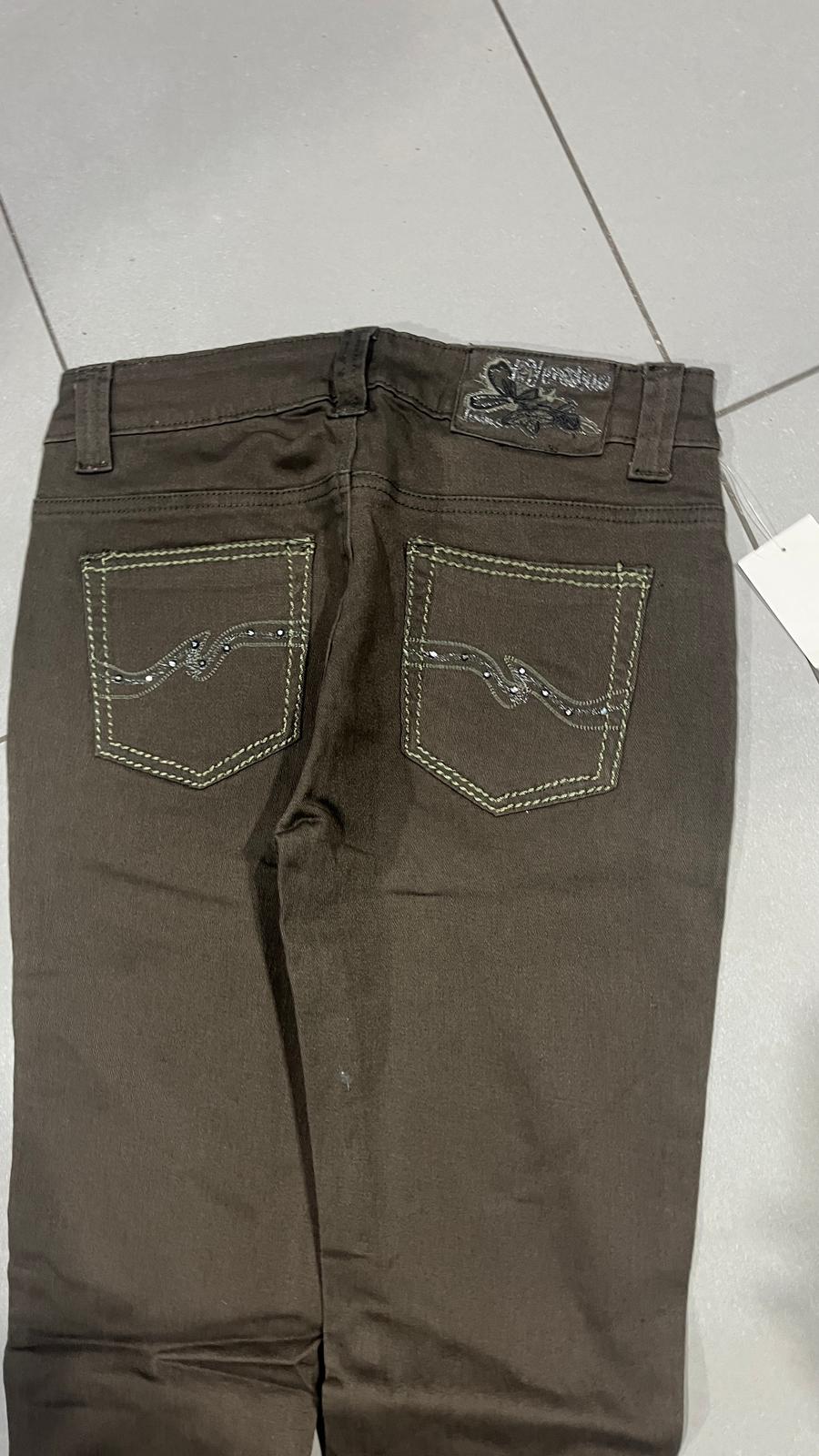 Cotton Pants Embroidered Straight Fit  (XS)