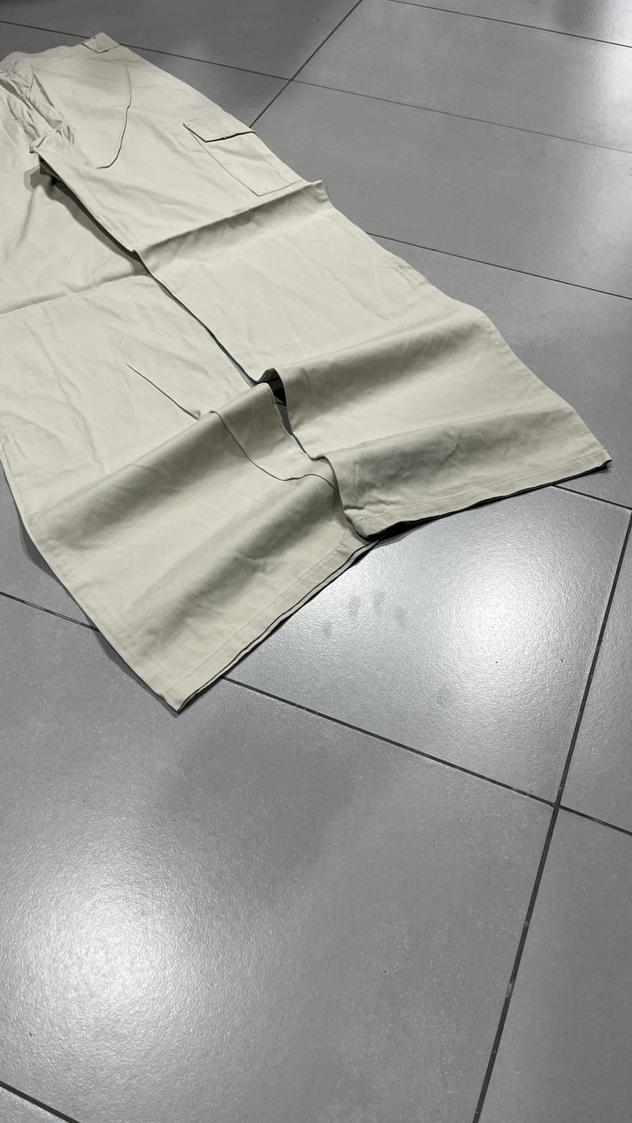 Cotton Cargo Pants Beige Baggy Fit  (M)