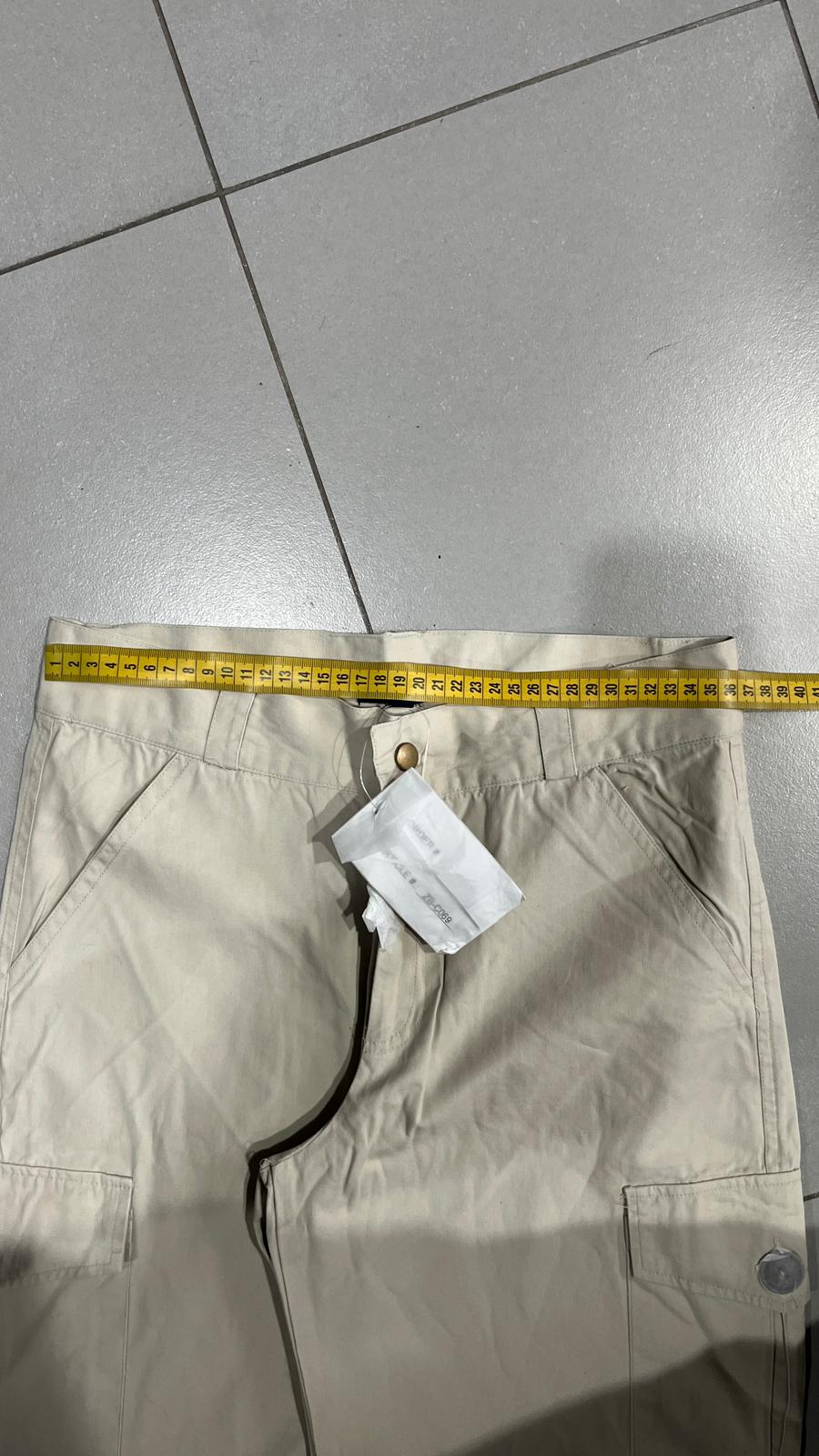 Cotton Cargo Pants Beige Baggy Fit  (M)