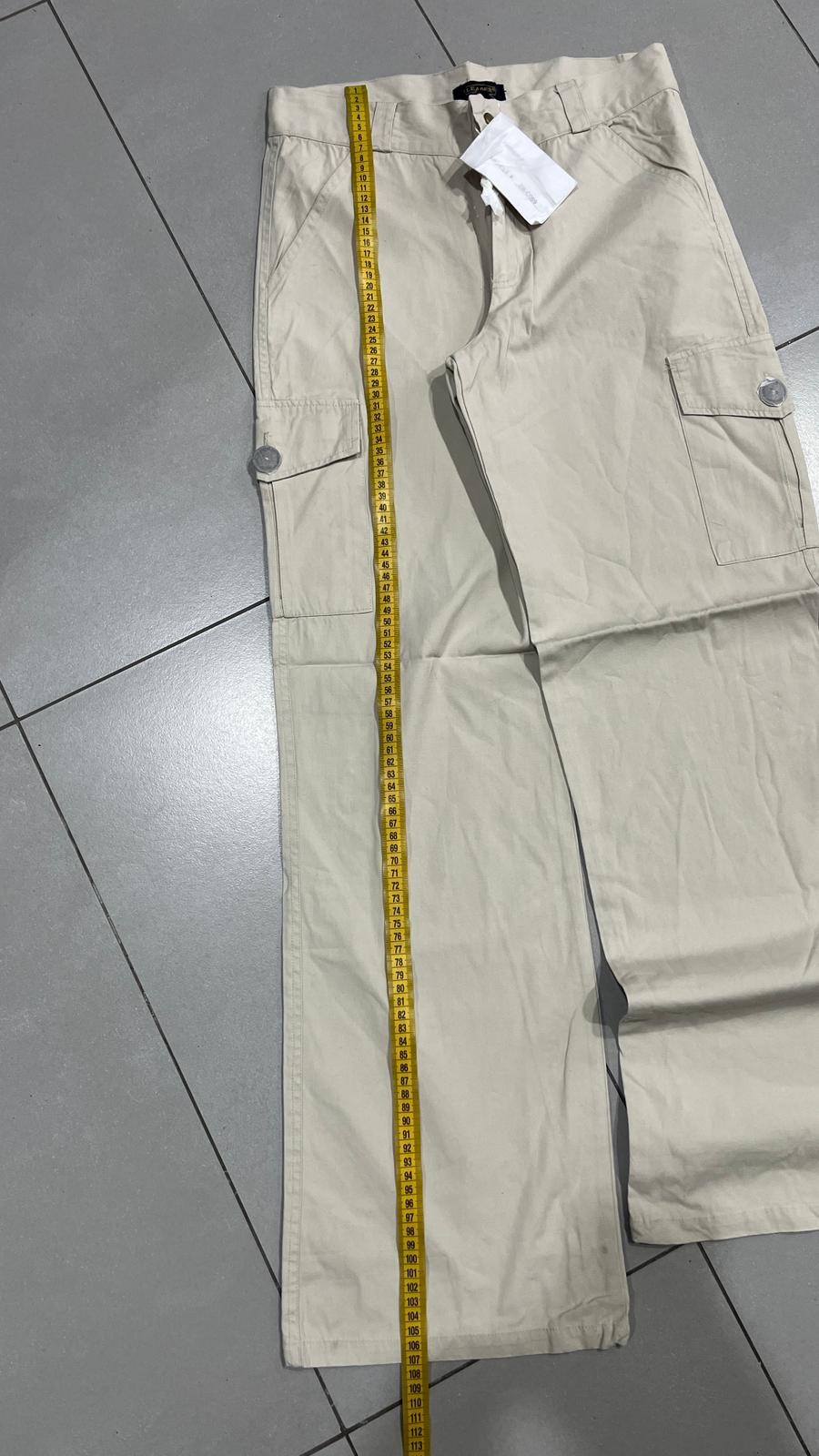 Cotton Cargo Pants Beige Baggy Fit  (M)