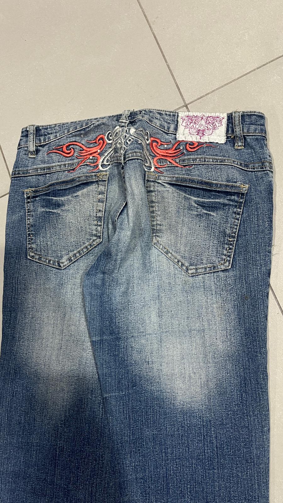 Denim Jeans Embroidered Washed  (S)
