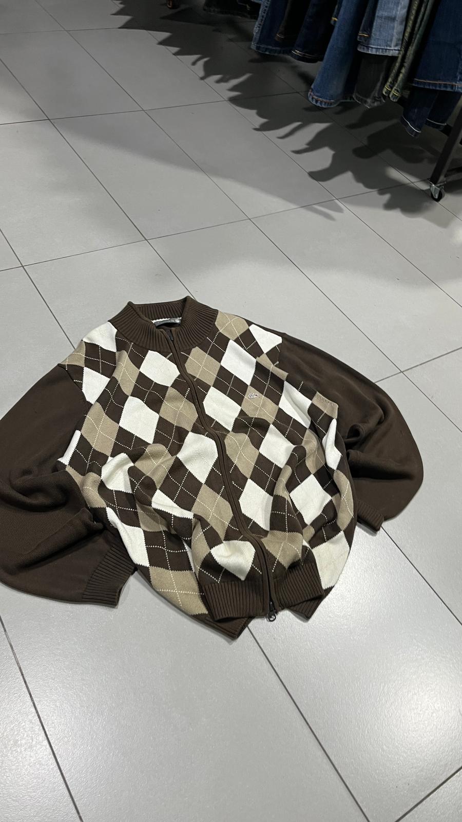 Maglioncino Zip Lacoste a Scacchi  (XXL)