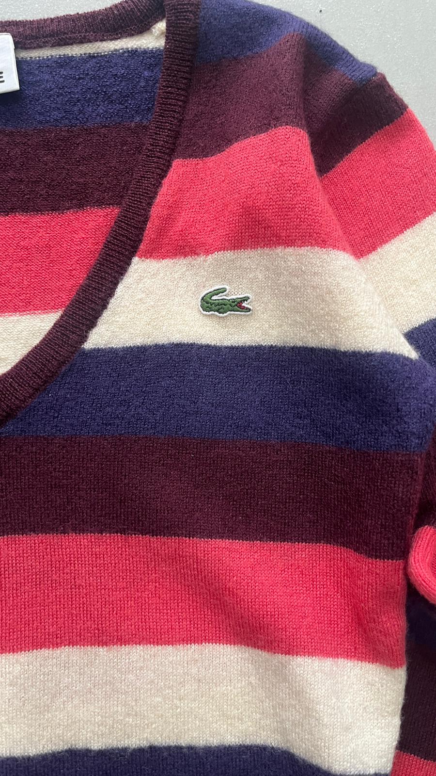 Maglioncino a righe scollo a V Lacoste  (XS)