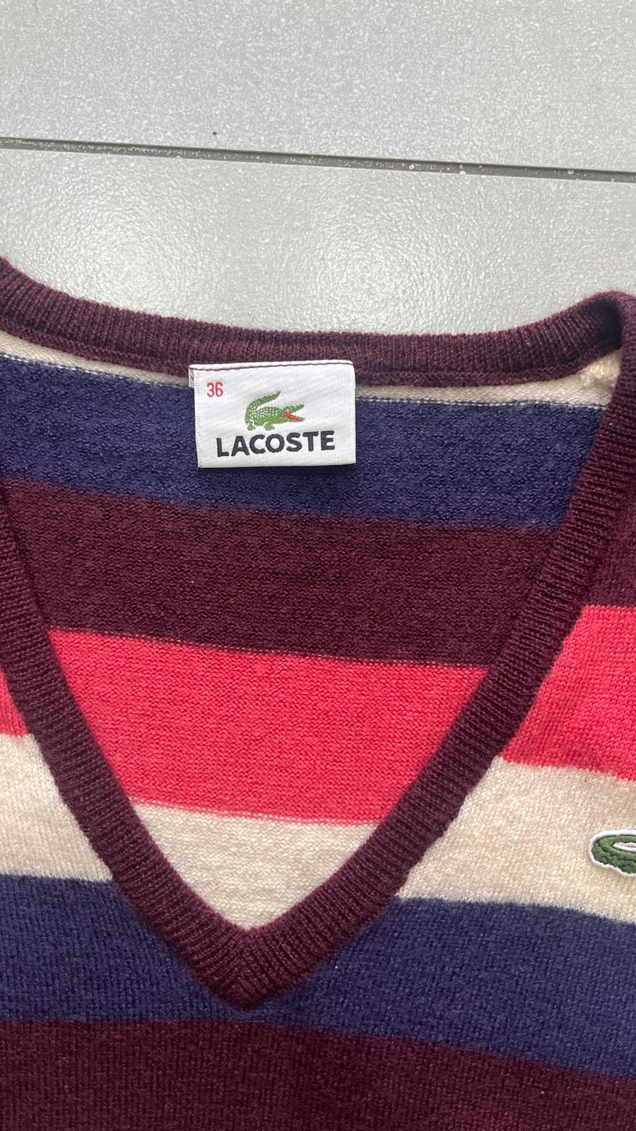 Maglioncino a righe scollo a V Lacoste  (XS)