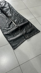 Denim Leather Jeans Bootcut Baggy Fit  (S)