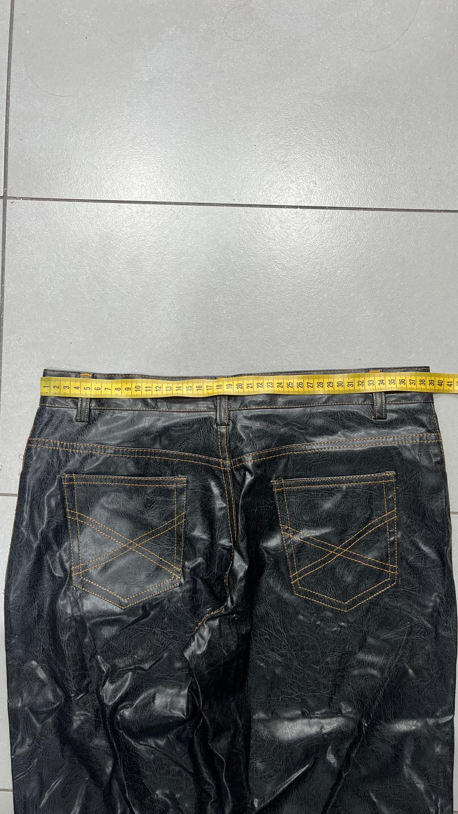 Denim Leather Jeans Bootcut Baggy Fit  (S)