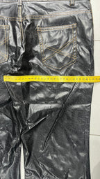 Denim Leather Jeans Bootcut Baggy Fit  (S)