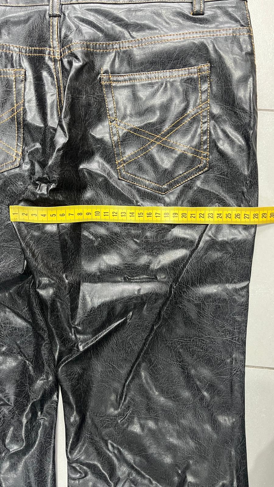 Denim Leather Jeans Bootcut Baggy Fit  (S)