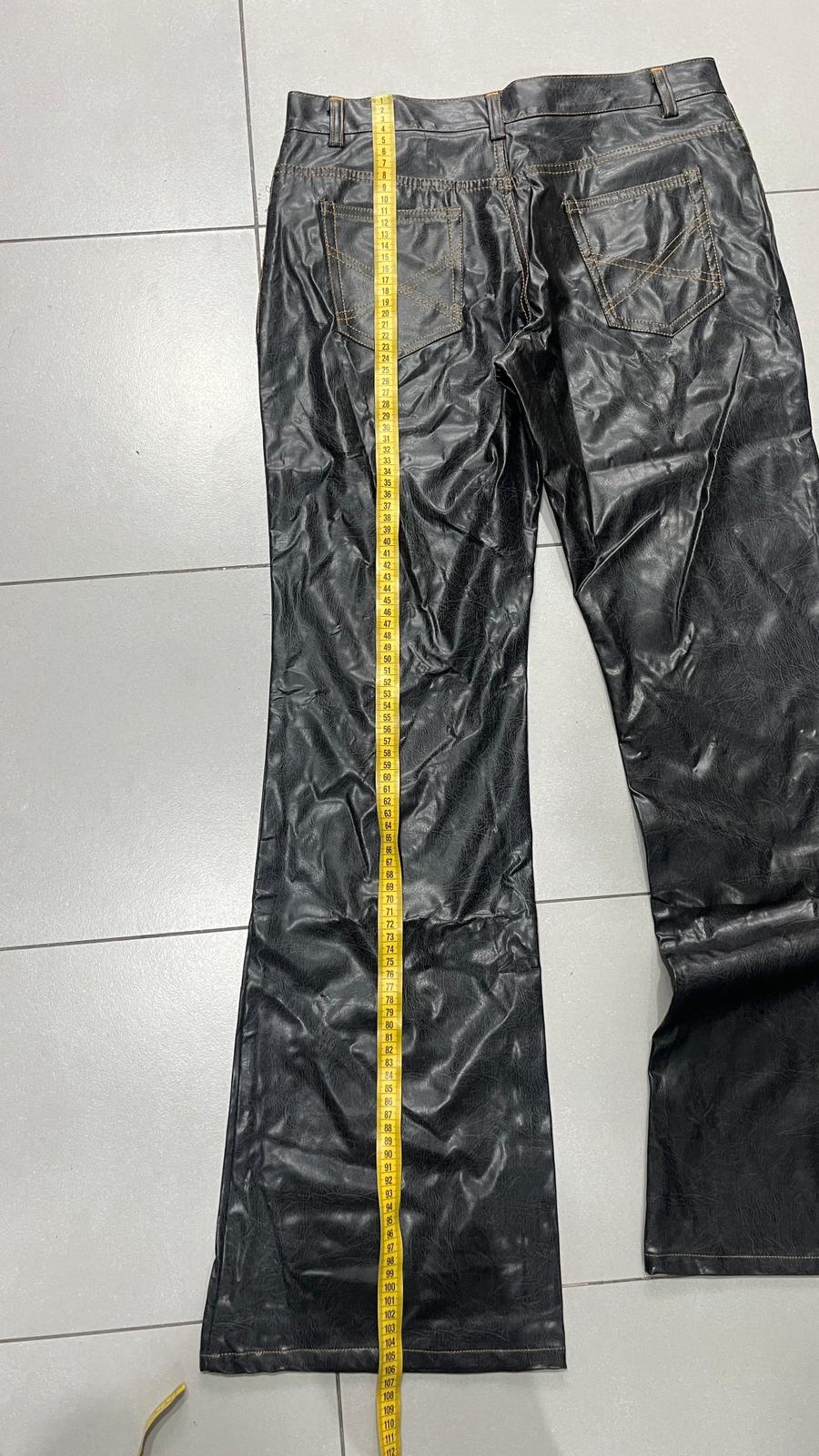 Denim Leather Jeans Bootcut Baggy Fit  (S)