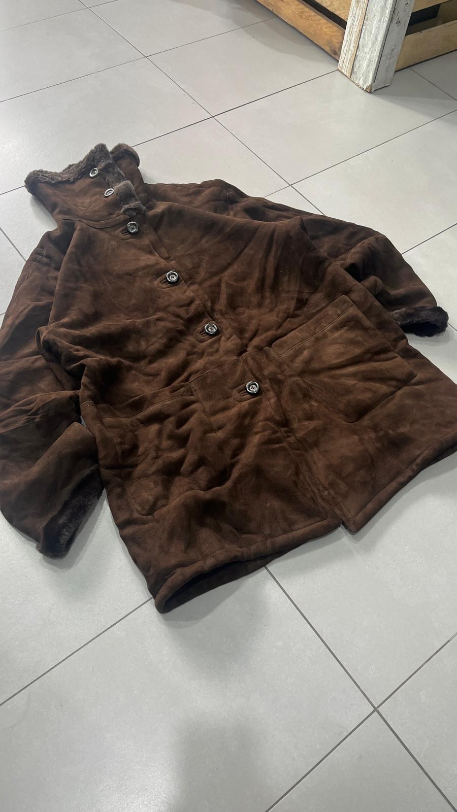 Montone in Vera Pelle di Renna Marrone a Collo Alto (XL)