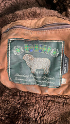 Montone in Vera Pelle di Renna Marrone Lungo Shearling Originale Spagnolo (XL)