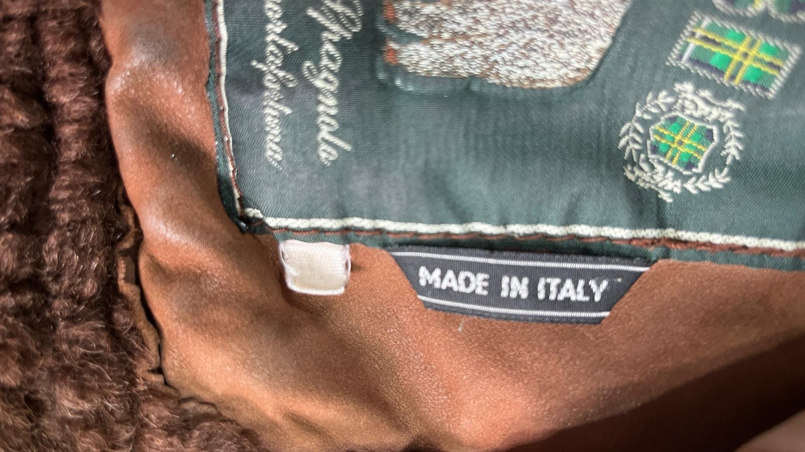 Montone in Vera Pelle di Renna Marrone Lungo Shearling Originale Spagnolo (XL)