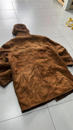 Montone in Vera Pelle di Renna Marrone Lungo Shearling Originale Spagnolo (XL)