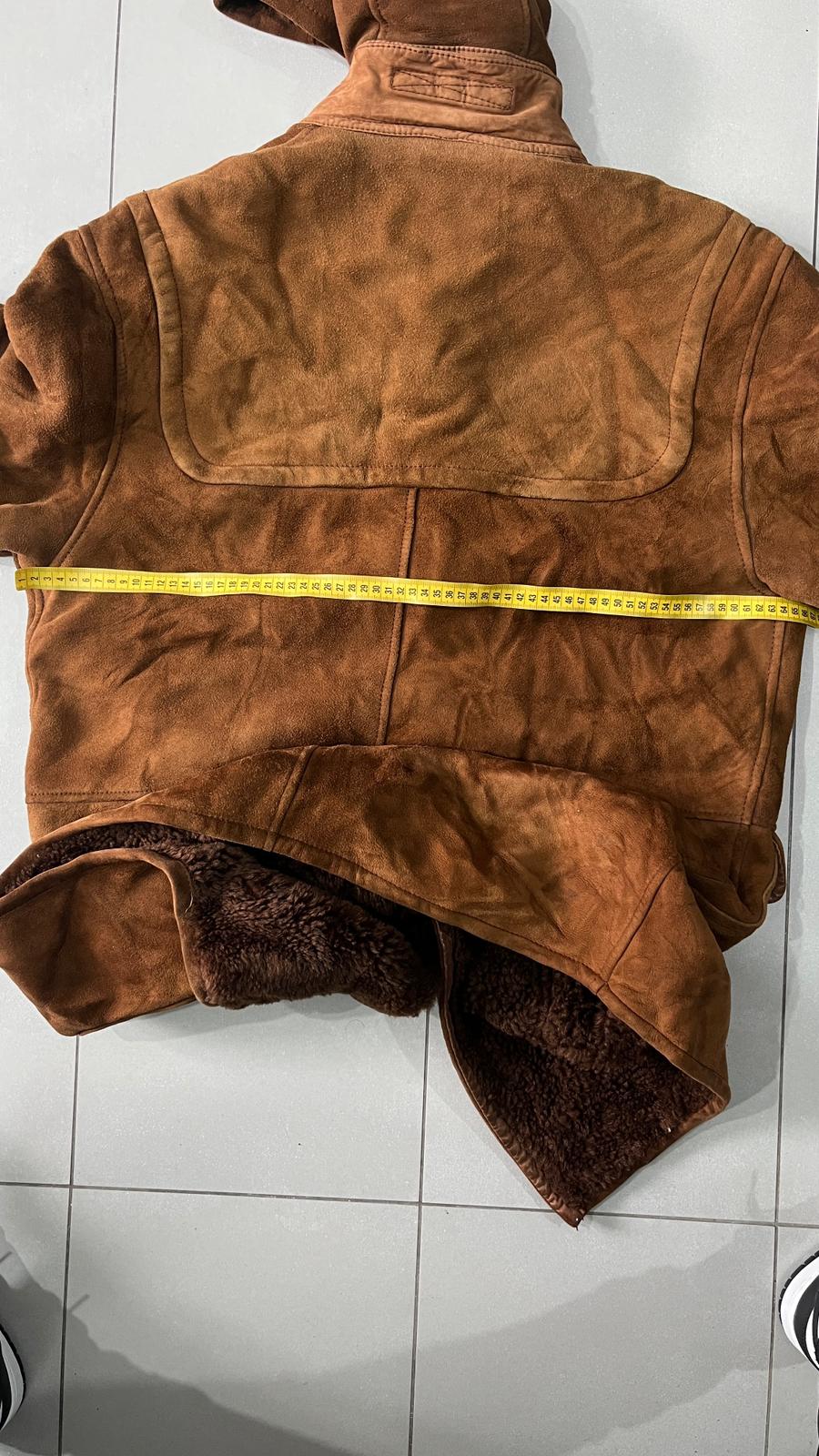 Montone in Vera Pelle di Renna Marrone Lungo Shearling Originale Spagnolo (XL)