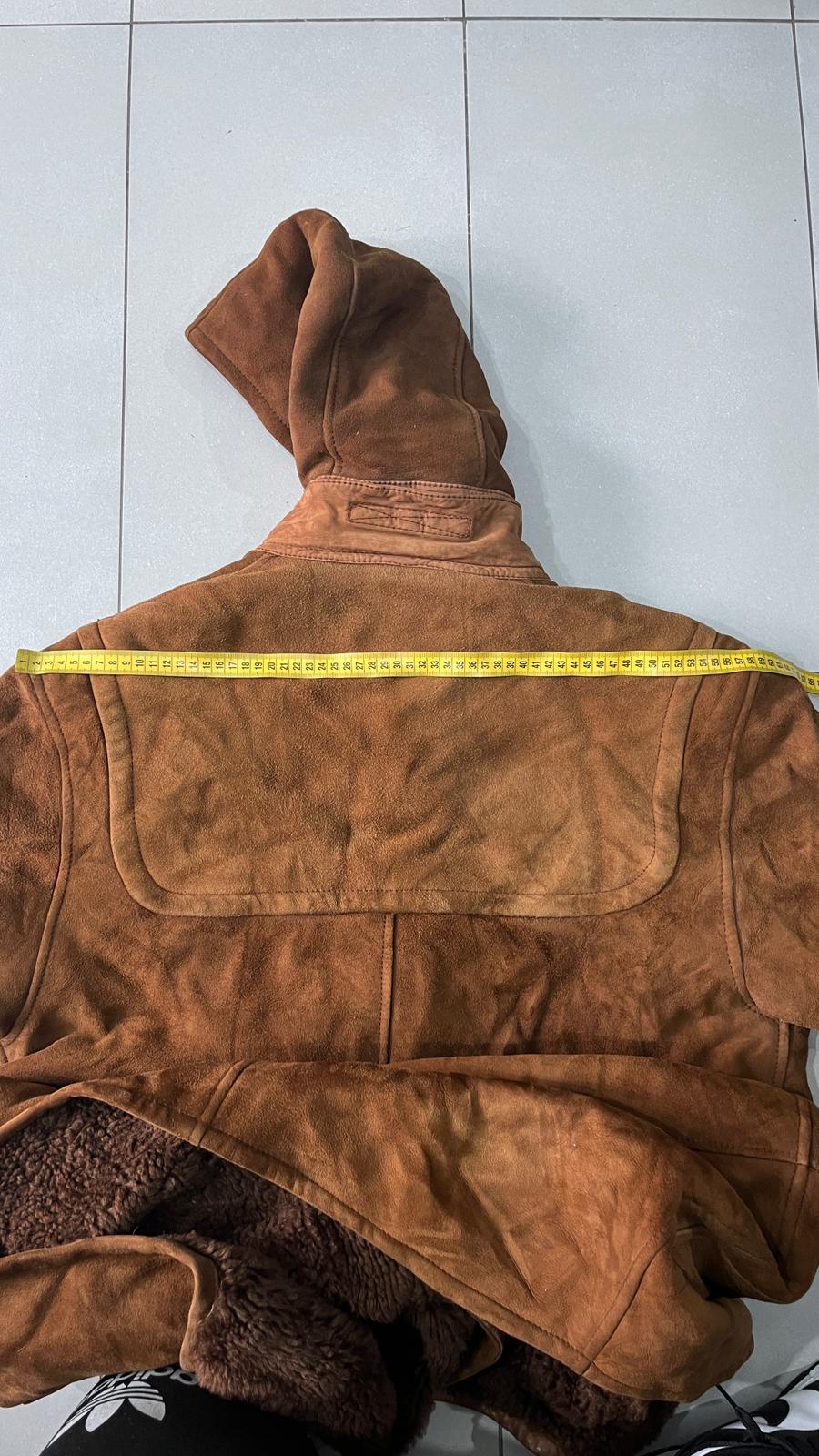 Montone in Vera Pelle di Renna Marrone Lungo Shearling Originale Spagnolo (XL)